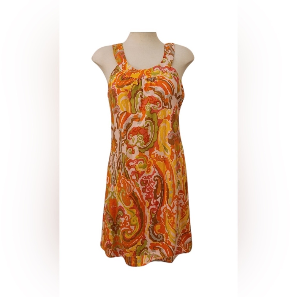 NWT J. Crew Orange Paisley Print Boho Shift Dress